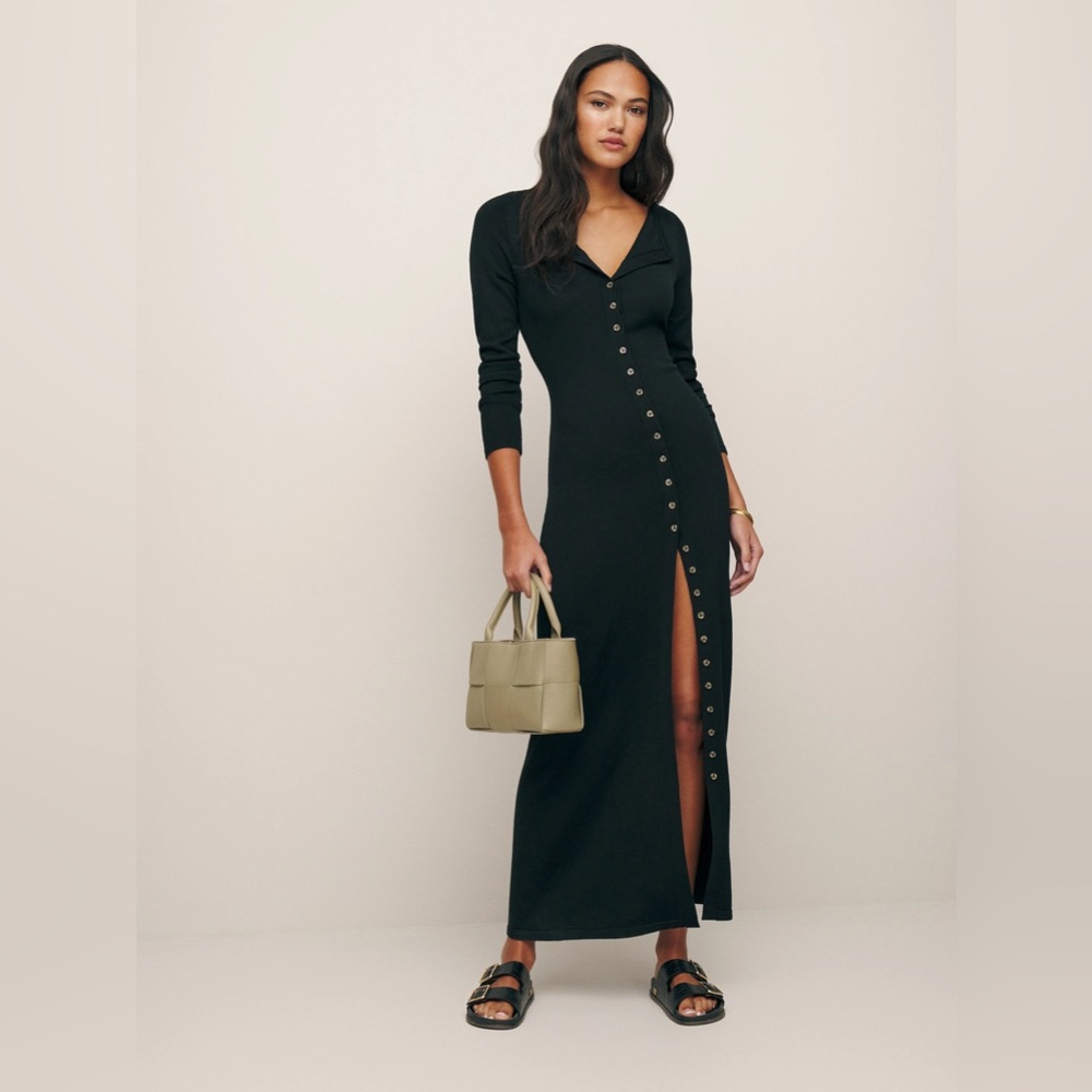 Reformation Cameran Regenerative Merino Sweater Dress Black - Size M